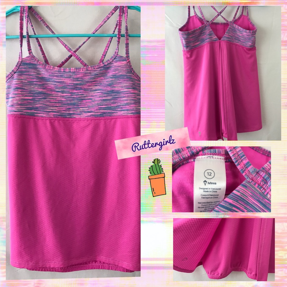 Ivivva Split Back Pink Tank-Girls 12